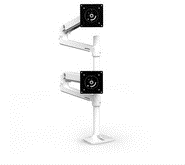 ERGOTRON LX Braccio a doppio monitor con alta colonna in bianco - supporto da tavolo con tecnologia CF brevettata per due schermi fino a 101,60cm (40"), 6,4-20kg, VESA Standard (45-509-216)