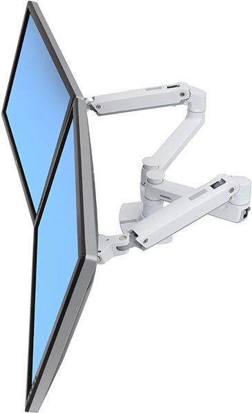 Braccio doppio monitor ERGOTRON LX in bianco - Supporto da tavolo monitor con tecnologia CF brevettata per 2 schermi accanto all'altro fino a 68.60cm (27"), regolazione altezza 33cm, standard VESA e (45-491-216)