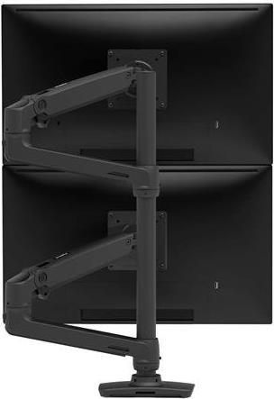 Braccio doppio monitor ERGOTRON LX in nero - Supporto da tavolo monitor con tecnologia CF brevettata per 2 schermi fino a 101.60cm (40"), regolazione altezza 33cm, standard VESA e (espandibile su 3 o 4 monitor) (45-509-224)
