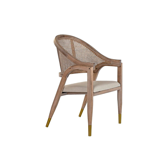 Sedia con Braccioli DKD Home Decor Beige Poliestere Metallo Abete Plastica 59 x 55 x 88 cm
