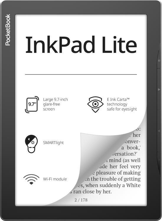 PocketBook InkPad Lite - eBook-Reader - 8GB - 22.9 cm (9") monocromo E Ink Carta (1200 x 825) - Touchscreen - microSD slot - Wi-Fi - Mist Gray (PB970-M-WWW)