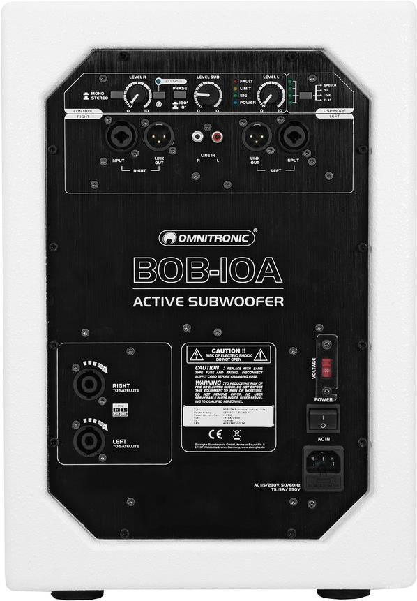 Omnitronic BOB-10A - 300 W - Subwoofer attivo - 45 - 250 Hz - 100 dB - 25 cm - 25,4 cm (10" ) (11038871)